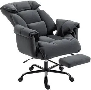 Executive Office Chair with Footrest, Reclining Swivel Computer Desk Chair with High Back, Thick Cushion, Padded Armrest, Adjustable Height, Rolling Wheels, Dark Gray Executive Office Chair with Footrest, Reclining Swivel Computer Desk Chair with High Back, Thick Cushion, Padded Armrest, Adjustable Height, Rolling Wheels, Dark Gray