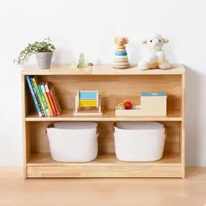 Rubber Wood Montessori Shelf and Toy Storage, 35.4" L, Solid Wood Bookshelf and Toy Organizers, 2-Tier Storage Cabinet Shelves and Kids Bookcase for Classroom, Kindergarten, Kids Room, Playroom Rubber Wood Montessori Shelf and Toy Storage, 35.4" L, Solid Wood Bookshelf and Toy Organizers, 2-Tier Storage Cabinet Shelves and Kids Bookcase for Classroom, Kindergarten, Kids Room, Playroom