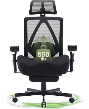 Big and Tall Office Chair 550lbs, Ergonomic Desk Chair with W Thick Cushion&4D Armrest, Executive Mesh Desk Chair with Adjustable Lumbar,2D Headrest,Footrest, Swivel Task Chairs for Home Office Gaming Big and Tall Office Chair 550lbs, Ergonomic Desk Chair with W Thick Cushion&4D Armrest, Executive Mesh Desk Chair with Adjustable Lumbar,2D Headrest,Footrest, Swivel Task Chairs for Home Office Gaming