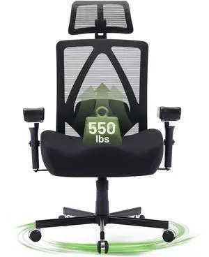 Big and Tall Office Chair 550lbs, Ergonomic Desk Chair with W Thick Cushion&4D Armrest, Executive Mesh Desk Chair with Adjustable Lumbar Support, 2D Headrest, Swivel Task Chairs for Home Office Gaming Big and Tall Office Chair 550lbs, Ergonomic Desk Chair with W Thick Cushion&4D Armrest, Executive Mesh Desk Chair with Adjustable Lumbar Support, 2D Headrest, Swivel Task Chairs for Home Office Gaming