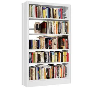 71" Metal Book Shelf,5 Tier Bookshelf with Adjustable Shelves,White Bookshleves and Bookcases,Heavy Duty Library Book Case,Modern Open Bookshelf for Living Room,Bedroom,Office (White) 71" Metal Book Shelf,5 Tier Bookshelf with Adjustable Shelves,White Bookshleves and Bookcases,Heavy Duty Library Book Case,Modern Open Bookshelf for Living Room,Bedroom,Office (White)