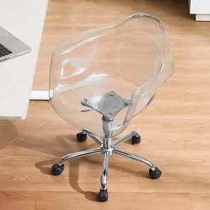 Clear Desk Chair, Adjustable Acrylic Home Office Chair with Wheels, Swivel Vanity Rolling Chair Swivel Task Chair for Office, Home, Make Up, Small Space, Bed Room Clear Desk Chair, Adjustable Acrylic Home Office Chair with Wheels, Swivel Vanity Rolling Chair Swivel Task Chair for Office, Home, Make Up, Small Space, Bed Room