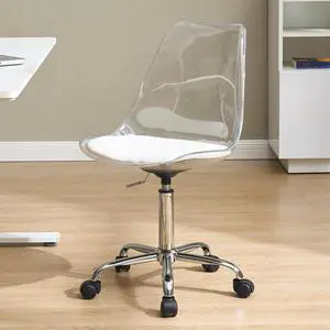 Clear Desk Chair, Adjustable Acrylic Home Office Chair with Wheels, Swivel Vanity Rolling Chair Swivel Task Chair for Office, Home, Make Up, Small Space, Bed Room Clear Desk Chair, Adjustable Acrylic Home Office Chair with Wheels, Swivel Vanity Rolling Chair Swivel Task Chair for Office, Home, Make Up, Small Space, Bed Room