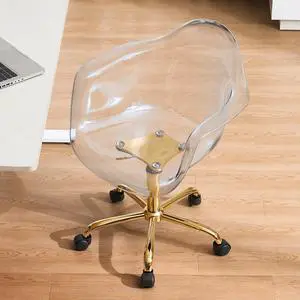 Clear Desk Chair, Adjustable Acrylic Home Office Chair with Wheels, Swivel Vanity Rolling Chair Swivel Task Chair for Office, Home, Make Up, Small Space, Bed Room Clear Desk Chair, Adjustable Acrylic Home Office Chair with Wheels, Swivel Vanity Rolling Chair Swivel Task Chair for Office, Home, Make Up, Small Space, Bed Room