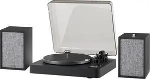 KT300B Fully Automatic Belt-Drive Bluetooth Turntable Record Player with S200A Stereo Speakers, Black KT300B Fully Automatic Belt-Drive Bluetooth Turntable Record Player with S200A Stereo Speakers, Black