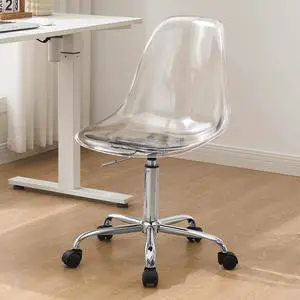 Clear Desk Chair, Adjustable Acrylic Home Office Chair with Wheels, Swivel Vanity Rolling Chair Swivel Task Chair for Office, Home, Make Up, Small Space, Bed Room Clear Desk Chair, Adjustable Acrylic Home Office Chair with Wheels, Swivel Vanity Rolling Chair Swivel Task Chair for Office, Home, Make Up, Small Space, Bed Room