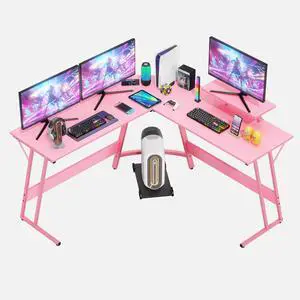 L Shaped Gaming Desk Corner Desk Computer Desk with Large Desktop Studying and Working and Gaming for Home and Work Place,Pink L Shaped Gaming Desk Corner Desk Computer Desk with Large Desktop Studying and Working and Gaming for Home and Work Place,Pink