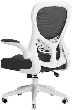 Office Chair Ergonomic Desk Chair, Office Desk Chairs with PU Silent Wheels, Breathable Mesh Computer Chair with Adjustable Lumbar Support, Flip-up Armrests, Tilt Function, White Office Chair Ergonomic Desk Chair, Office Desk Chairs with PU Silent Wheels, Breathable Mesh Computer Chair with Adjustable Lumbar Support, Flip-up Armrests, Tilt Function, White