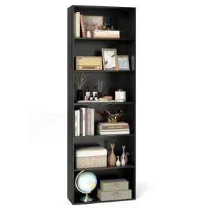 6-Tier Bookcase, 70 Tall Freestanding Bookshelf with 6 Open Shelves, Anti-Toppling Kits, Floor Display Storage Organizer for Living Room, Study, Kitchen, Home & Office (Black, 70" H) 6-Tier Bookcase, 70 Tall Freestanding Bookshelf with 6 Open Shelves, Anti-Toppling Kits, Floor Display Storage Organizer for Living Room, Study, Kitchen, Home & Office (Black, 70" H)