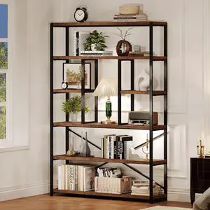 Rustic Bookcases and Book Shelves, Metal Wood 6 Tier Bookshelf and Book Rack Storage, Industrial Vertical Display Etagere Book Case 6 Shelf, Vintage Large Book Shelf for Bedroom Living Room, Brown Rustic Bookcases and Book Shelves, Metal Wood 6 Tier Bookshelf and Book Rack Storage, Industrial Vertical Display Etagere Book Case 6 Shelf, Vintage Large Book Shelf for Bedroom Living Room, Brown