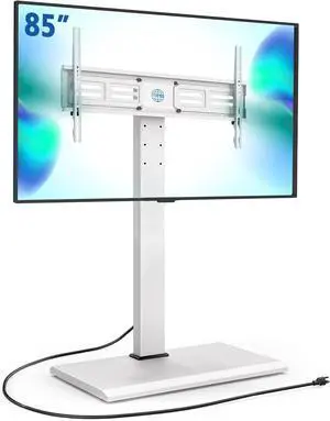 Iron Base Floor TV Stand with Power Strip, Tall TV Stand with Swivel Mount for 50-85 Inch Plasma Flat Panel or Curved Screen TVs Height Adjustable Wire Management(White,with Power Outlet) Iron Base Floor TV Stand with Power Strip, Tall TV Stand with Swivel Mount for 50-85 Inch Plasma Flat Panel or Curved Screen TVs Height Adjustable Wire Management(White,with Power Outlet)