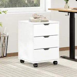 3-Drawer Under Desk Wooden File Cabinet with Lockable Caster Storage Cabinets for Home Office,White,Required Assembly 3-Drawer Under Desk Wooden File Cabinet with Lockable Caster Storage Cabinets for Home Office,White,Required Assembly