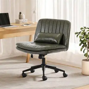 Criss Cross Chair with Wheels, Comfy Armless Cross Legged Office Chair with Wide Seat, Double-Thick Cushion, Pillow, Adjustable Swivel Computer Task Vanity Home Office Desk Chair (Green, with Wheels) Criss Cross Chair with Wheels, Comfy Armless Cross Legged Office Chair with Wide Seat, Double-Thick Cushion, Pillow, Adjustable Swivel Computer Task Vanity Home Office Desk Chair (Green, with Wheels)