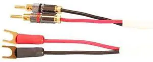 Ten White Speaker Cable, with Welded Terminations (Single Cable - for one Speaker), Assembled in USA (30 Foot, Bananas to Spades) Ten White Speaker Cable, with Welded Terminations (Single Cable - for one Speaker), Assembled in USA (30 Foot, Bananas to Spades)