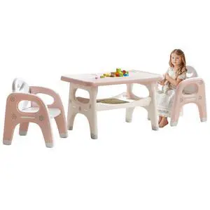 Kids Table and Chairs Set, Activity Table with 2 Chairs for Ages 3-6, Toddler Table and Chair Set Ideal for Reading, Drawing, Dining, Arts Crafts,Gifts for Kids (Pink) Kids Table and Chairs Set, Activity Table with 2 Chairs for Ages 3-6, Toddler Table and Chair Set Ideal for Reading, Drawing, Dining, Arts Crafts,Gifts for Kids (Pink)