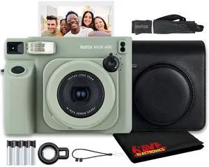 Instax Wide 400 Instant Film Camera Bundle with Vintage Style Compatible Carrying Case + Microfiber Cleaning Cloth Instax Wide 400 Instant Film Camera Bundle with Vintage Style Compatible Carrying Case + Microfiber Cleaning Cloth