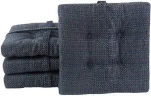 Non-Slip Gripper Tufted Square Bar Stools Cushions with Tie Straps for Dining Rooms, Kitchen Bars, Cafes and Restaurants - Set of 4, 12x12, Navy Non-Slip Gripper Tufted Square Bar Stools Cushions with Tie Straps for Dining Rooms, Kitchen Bars, Cafes and Restaurants - Set of 4, 12x12, Navy