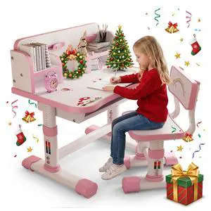 Height Adjustable Children's Desk and Chair Set with Storage Drawers for Home and Bedroom, Divided, School Study Room,Good for Homework,Gift for Boys and Girls (Pink) Height Adjustable Children's Desk and Chair Set with Storage Drawers for Home and Bedroom, Divided, School Study Room,Good for Homework,Gift for Boys and Girls (Pink)