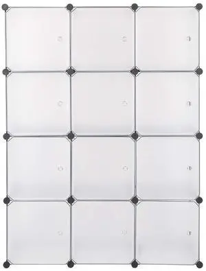 Cube Storage Organizer with Doors, DIY Plastic Modular Bookshelf Closet Cabinet Space Saver for Home, Living Room, Office (12-Cube/White Panels White Door) Cube Storage Organizer with Doors, DIY Plastic Modular Bookshelf Closet Cabinet Space Saver for Home, Living Room, Office (12-Cube/White Panels White Door)
