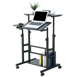 Portable Standing Desk on Wheels, Height Adjustable Mobile Workstation with Keyboard Tray and Storage Shelf, Rolling Laptop Desk for Home Office, Small Spaces, Study, Bedside Use Portable Standing Desk on Wheels, Height Adjustable Mobile Workstation with Keyboard Tray and Storage Shelf, Rolling Laptop Desk for Home Office, Small Spaces, Study, Bedside Use