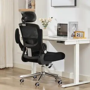 Ergonomic Office Chair,Home Mesh Office Desk Chairs,High Back Chair 330 LBS,Swivel Computer Task Chair with Adjustable Lumbar Support,Up&Down Flip-Up Arms,Rocking Function (Black) Ergonomic Office Chair,Home Mesh Office Desk Chairs,High Back Chair 330 LBS,Swivel Computer Task Chair with Adjustable Lumbar Support,Up&Down Flip-Up Arms,Rocking Function (Black)