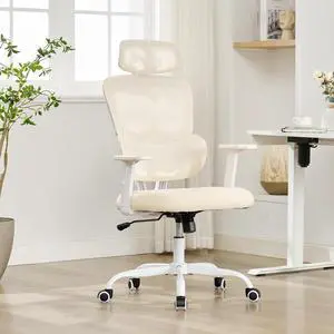 Ergonomic Office Chair,Home Mesh Office Desk Chairs,High Back Office Chair 330 LBS,Swivel Computer Chair with 2D Armrest,Adjustable Headrest,Lumbar Support,Rocking Function (Beige) Ergonomic Office Chair,Home Mesh Office Desk Chairs,High Back Office Chair 330 LBS,Swivel Computer Chair with 2D Armrest,Adjustable Headrest,Lumbar Support,Rocking Function (Beige)