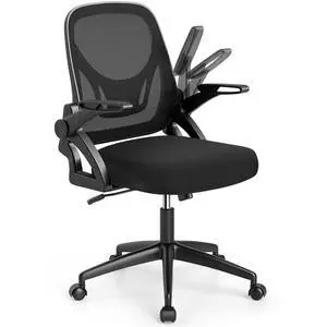 Mesh Office Chair, Ergonomic Desk Chair with Flip-up Arms & Lumbar Support, Height Adjustable Swivel Computer Desk with High Back for Home Office (Black) Mesh Office Chair, Ergonomic Desk Chair with Flip-up Arms & Lumbar Support, Height Adjustable Swivel Computer Desk with High Back for Home Office (Black)