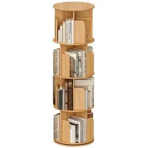 Wooden 4 Tier Rotating Bookshelf, Spinning Bookshelf Tower,Modern Revolving Small Bookcase for Corner,Living Room,Bedroom (Natural Oak, 4-Tier) Wooden 4 Tier Rotating Bookshelf, Spinning Bookshelf Tower,Modern Revolving Small Bookcase for Corner,Living Room,Bedroom (Natural Oak, 4-Tier)