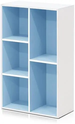 5-Cube Reversible Open Shelf, White/Light Blue, Multifunctional Shelf Storage Organizer for Home Decor 5-Cube Reversible Open Shelf, White/Light Blue, Multifunctional Shelf Storage Organizer for Home Decor