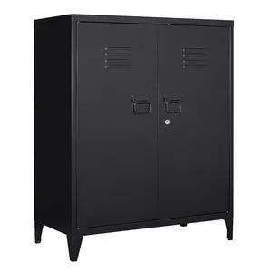 Metal Locker with 2 Doors, Metal Storage Sideboard Accent Cabinets for Kitchen, Pantry, Home Office and Garage Metal Locker with 2 Doors, Metal Storage Sideboard Accent Cabinets for Kitchen, Pantry, Home Office and Garage