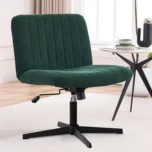 Green Criss Cross Chair No Wheels Armless Wide Seat Office Chair Swivel Vanity Velvet Padded Vanity Chair for Girls Green Criss Cross Chair No Wheels Armless Wide Seat Office Chair Swivel Vanity Velvet Padded Vanity Chair for Girls