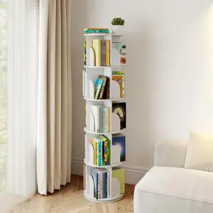 Rotating Bookshelf, 360 Display Spinning Bookcase, Corner Bookshelf, Floor Standing Revolving Bookcase Storage Rack, Narrow Book Shelf Organizer for Small Space, Bedroom, Office (5 Tier, 62.2" H) Rotating Bookshelf, 360 Display Spinning Bookcase, Corner Bookshelf, Floor Standing Revolving Bookcase Storage Rack, Narrow Book Shelf Organizer for Small Space, Bedroom, Office (5 Tier, 62.2" H)