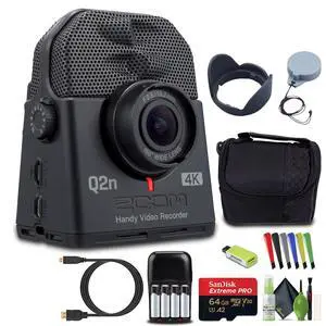 Q2n-4K Handy Video Recorder, 4K/30P UHD Video, Compact Size, Stereo Microphones, Wide Angle Lens, for Recording Music, Video, YouTube Videos, Livestreaming Bundle with Accessories Q2n-4K Handy Video Recorder, 4K/30P UHD Video, Compact Size, Stereo Microphones, Wide Angle Lens, for Recording Music, Video, YouTube Videos, Livestreaming Bundle with Accessories