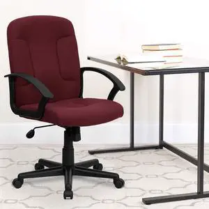 Mid-Back Burgundy Fabric Executive Swivel Office Chair with Nylon Arms Mid-Back Burgundy Fabric Executive Swivel Office Chair with Nylon Arms