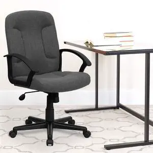 Mid-Back Gray Fabric Executive Swivel Office Chair with Nylon Arms Mid-Back Gray Fabric Executive Swivel Office Chair with Nylon Arms