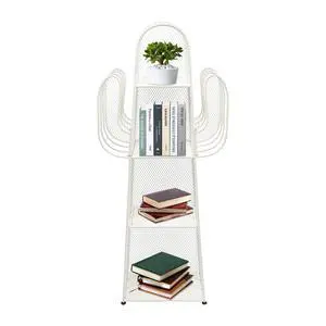 Cactus Bookshelf, 4 Tier Freestanding Cactus Shape Metal Hollow-out Bookshelfs, Creative Book Storage Shelf Organizer for Small Space Green Cactus Bookcase for Home Living Room Bedroom (White) Cactus Bookshelf, 4 Tier Freestanding Cactus Shape Metal Hollow-out Bookshelfs, Creative Book Storage Shelf Organizer for Small Space Green Cactus Bookcase for Home Living Room Bedroom (White)