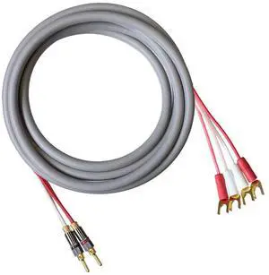 Canare 4S11 Speaker Cable, with Ultrasonically-Welded Bi-Wire Terminations (One Cable - for one Speaker); Assembled in The USA (50 Foot, Grey, Two Bananas to Four Spades) Canare 4S11 Speaker Cable, with Ultrasonically-Welded Bi-Wire Terminations (One Cable - for one Speaker); Assembled in The USA (50 Foot, Grey, Two Bananas to Four Spades)