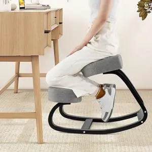 Ergonomic Kneeling Desk Chair, Upright Posture Chair with Cushion & Solid Wood Frame, Natural Relief for Neck or Back Pain, Wooden Knee Chair for Home Office (1) Ergonomic Kneeling Desk Chair, Upright Posture Chair with Cushion & Solid Wood Frame, Natural Relief for Neck or Back Pain, Wooden Knee Chair for Home Office (1)