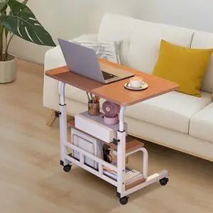 Adjustable Height Mobile Standing Desk with Wheels Portable Rolling Computer Desk Storage Shelves Home Office & Small Spaces Walnut Color Adjustable Height Mobile Standing Desk with Wheels Portable Rolling Computer Desk Storage Shelves Home Office & Small Spaces Walnut Color