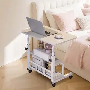 Adjustable Height Mobile Standing Desk with Wheels Rolling Computer Desk Storage Shelves Compact Laptop Table Home Office & Study Adjustable Height Mobile Standing Desk with Wheels Rolling Computer Desk Storage Shelves Compact Laptop Table Home Office & Study