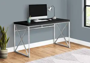Modern Industrial Style-Home & Office Writing Table with Sturdy Crisscross Metal Computer Desk, 48" L, Black/Chrome Frame Modern Industrial Style-Home & Office Writing Table with Sturdy Crisscross Metal Computer Desk, 48" L, Black/Chrome Frame