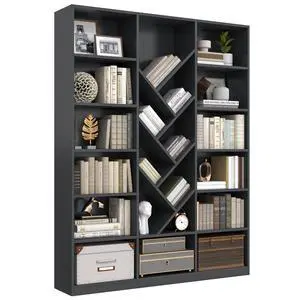 71" Bookcase, 6 Tier Large Bookshelf with Storage, Floor Standing Display Storage Shelves, Modern Tall Floor Standing Book Shelf for Living Room, Black 71" Bookcase, 6 Tier Large Bookshelf with Storage, Floor Standing Display Storage Shelves, Modern Tall Floor Standing Book Shelf for Living Room, Black