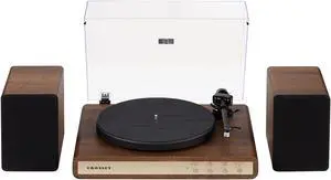 C65A-WAGL 2-Speed Vinyl Record Player Turntable with 50W Speakers, Moving Magnet Audio-Technica Cartridge, Bluetooth Receiver, Walnut C65A-WAGL 2-Speed Vinyl Record Player Turntable with 50W Speakers, Moving Magnet Audio-Technica Cartridge, Bluetooth Receiver, Walnut