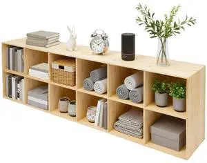 12 Cube Storage Organizer,Solid Wood Bookshelf Cube Shelf,Vertical or Horizontal Bookcase,Open Floor Display Shelf Closet Cabinet for Home Office Library School,71" L x 12" W x 24" H 12 Cube Storage Organizer,Solid Wood Bookshelf Cube Shelf,Vertical or Horizontal Bookcase,Open Floor Display Shelf Closet Cabinet for Home Office Library School,71" L x 12" W x 24" H
