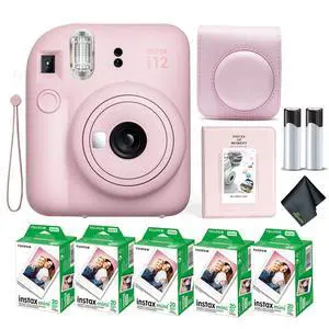 Instax Mini 12 Instant Camera Blossom Pink Bundle with Fuji Instax Mini Film Value Pack (100 Sheets) + Protective Carrying Case + Photo Album + Microfiber Cleaning Cloth Instax Mini 12 Instant Camera Blossom Pink Bundle with Fuji Instax Mini Film Value Pack (100 Sheets) + Protective Carrying Case + Photo Album + Microfiber Cleaning Cloth