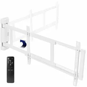 Steel Low Profile Electric TV Wall Mount for 32 to 75 inch LCD LED Plasma Screens, Motorized Swing TV Bracket with 90 Degree Swivel, White, MOUNT-E-WM075W Steel Low Profile Electric TV Wall Mount for 32 to 75 inch LCD LED Plasma Screens, Motorized Swing TV Bracket with 90 Degree Swivel, White, MOUNT-E-WM075W