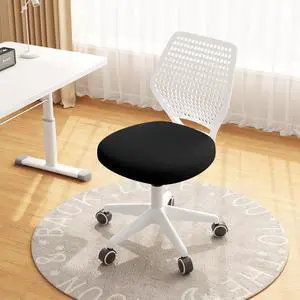 Small Office Chair with Wheels, Armless Desk Chair Height Adjustable Swivel Rolling Task Chair Breathable Mesh Ergonomic Computer Work Chair for Adult, Black and White Small Office Chair with Wheels, Armless Desk Chair Height Adjustable Swivel Rolling Task Chair Breathable Mesh Ergonomic Computer Work Chair for Adult, Black and White