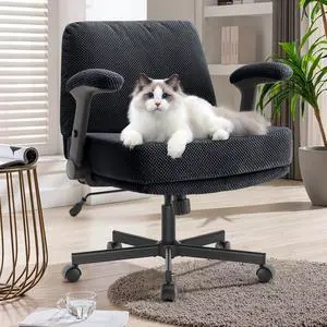 Criss Cross Chair with Wheels and Flip Arms- Comfy Fabric Cross Legged Office Chair with Thick Cushion&Wide Seat, Adjustable Swivel Desk Chair for Home Office, Apartment, Bedroom Criss Cross Chair with Wheels and Flip Arms- Comfy Fabric Cross Legged Office Chair with Thick Cushion&Wide Seat, Adjustable Swivel Desk Chair for Home Office, Apartment, Bedroom