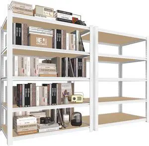 35.4" W x 15.7" D x 72" H 5-Tier Adjustable Book Shelf - 2 Packs Modern Standing Open Bookshelf, Tall Display Bookcase Storage Shelves for Living Room, Bedroom, Sturdy, Office, White 35.4" W x 15.7" D x 72" H 5-Tier Adjustable Book Shelf - 2 Packs Modern Standing Open Bookshelf, Tall Display Bookcase Storage Shelves for Living Room, Bedroom, Sturdy, Office, White