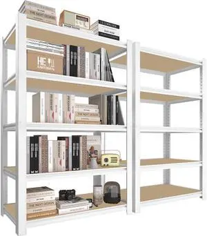 27.6" W x 11.8" D x 59.8" H 5-Tier Adjustable Book Shelf - 2 Packs Modern Standing Open Bookshelf, Display Bookcase Storage Shelves for Living Room, Bedroom, Sturdy, Office, White 27.6" W x 11.8" D x 59.8" H 5-Tier Adjustable Book Shelf - 2 Packs Modern Standing Open Bookshelf, Display Bookcase Storage Shelves for Living Room, Bedroom, Sturdy, Office, White